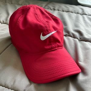 Red Nike Featherlight Dri-Fit Running Hat